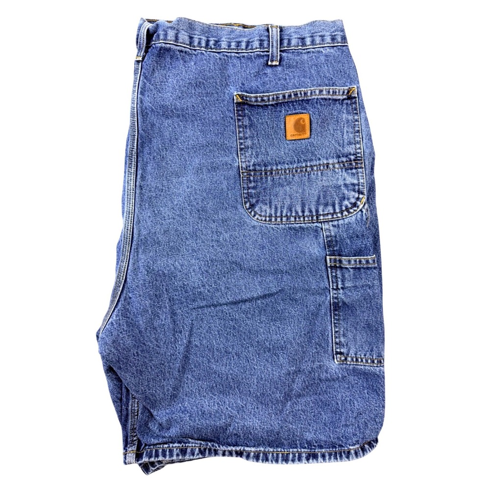 Carhartt B28-DPS Mens Denim Carpenter Shorts Blue Stonewash Y2K Workwear Size 48